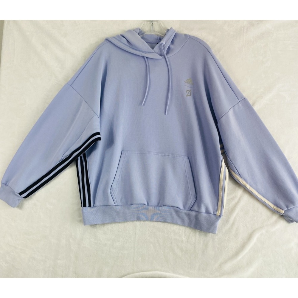 Adidas X Peloton Sweatshirt Women Sz L Lilac Hoodie Boxy Athletic Gym